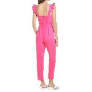 Lilly Pulitzer Eppley Jumpsuit Prosecco Pink, Dressy, Preppy, Size 10, Ruffle